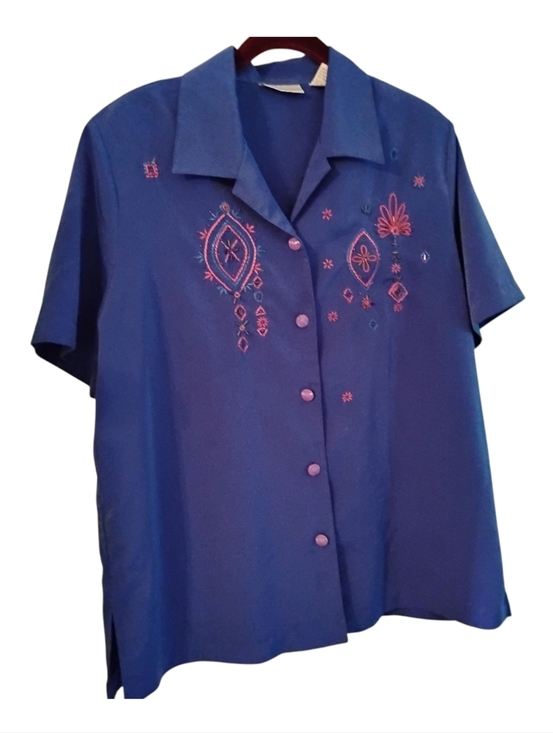 Draper’s & Damon’s Tops - Draper's & Damon's Blouse, Blue, Beaded, Women's Size L, Pre-owned
